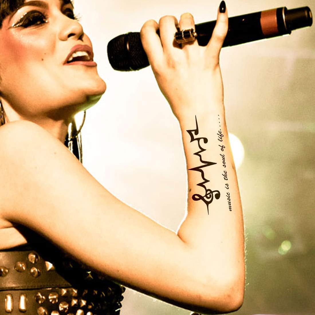 SURMUL Music Is The Soul Of Life Music Temporary Black Tattoo Stickers For Male And Female Fake Tattoo Waterproof body Art