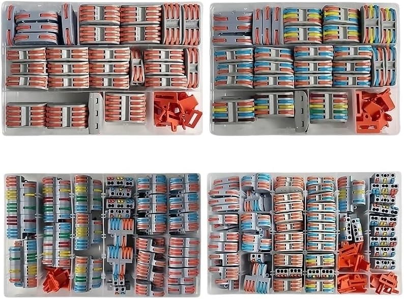 64/81/142PCS Boxed Fast Boxed Wire Connector SPL Compact Conductor Spring Wiring Connector Conductor Push-in Terminal Block(D kit (142pcs))