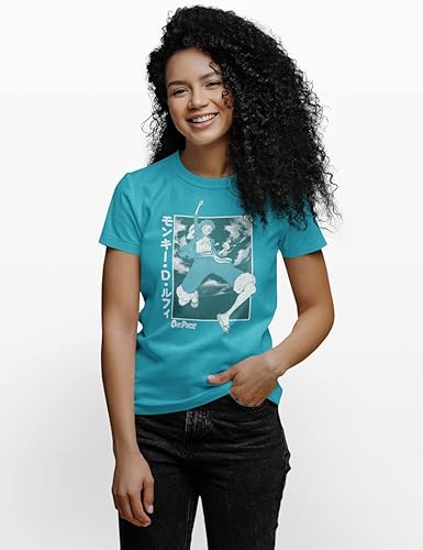 Miniatura 3 de Ripple Junction - Camiseta de manga corta de una pieza para hombre, diseño de Monkey D. Luffy, texto japonés, anime, azul tropical, talla XL, Azul
