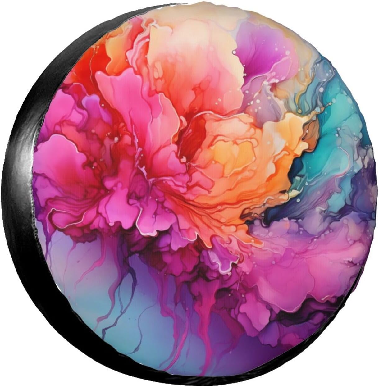 Spare Tire Cover 15 Inch, Waterproof Dust-Proof Universal Wheel Protectors Colorful Watercolor Painting Camper Tire Cover Fit for Rv Trailer Truck SUV Travel Trailer Accessories