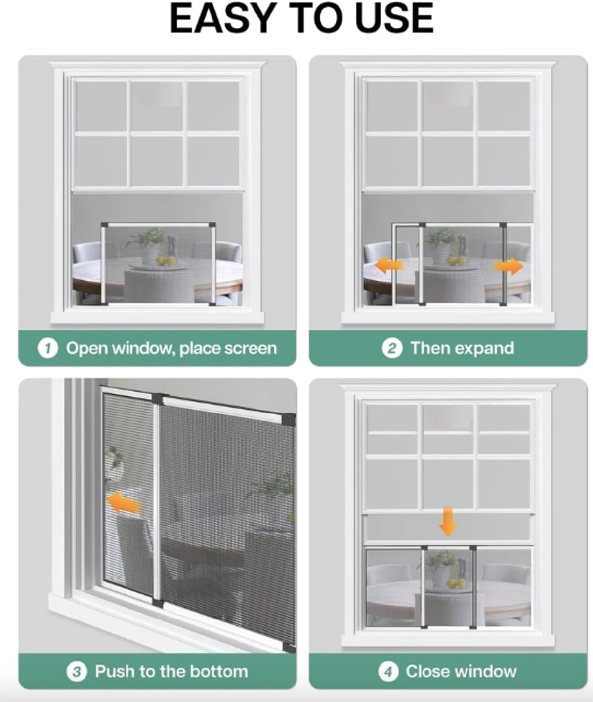 Expandable Window Screen Replacement 15" X 20.8" - 38.9" with Slide Technology