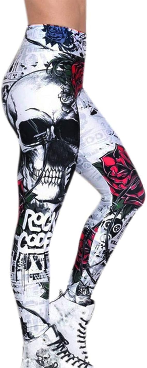 High Waist Yoga Pants Sugar Skull 