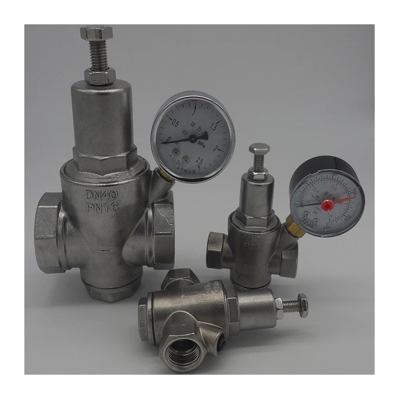 1 zawór redukcyjny ciśnienia wody ze stali nierdzewnej 304 z manometrem DN15-DN50 Regulator wody/zawory redukcyjne/zawory wylotowe (z manometrem ciśnieniowym, DN20)