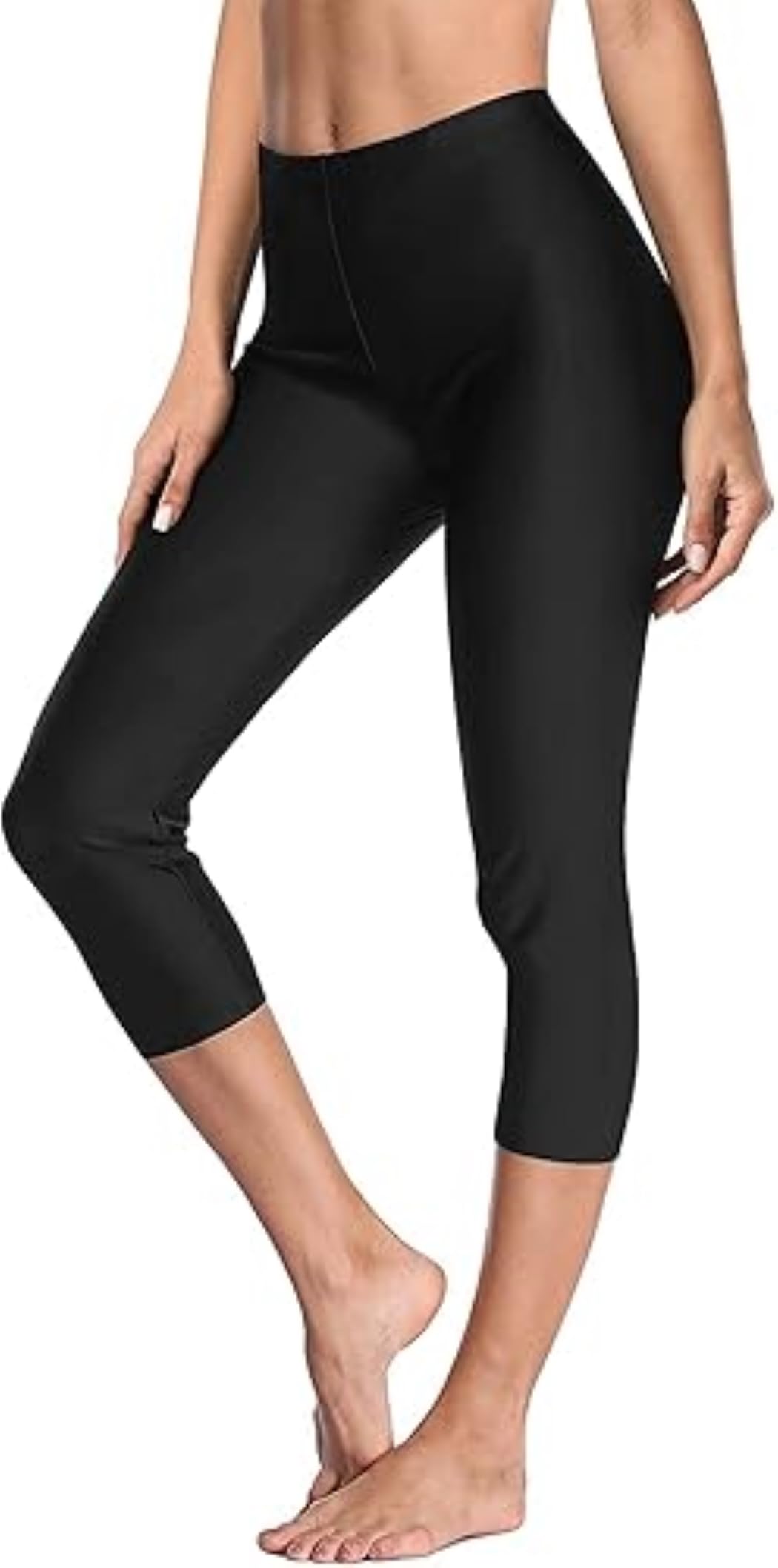 Spandex Women's Leggings Capri Solid Skinny Fit | Stylish & Comfortable Leggings Attractive Design, Multi-Purpose, Long-Lasting | Ideal for Casual Outings - Black-image-11