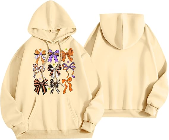 Halloween Hoodies for Women 2025 Fall Fashion Long Sleeve Cute Ghost Graphic Lightweight Hoodie with Pockets
