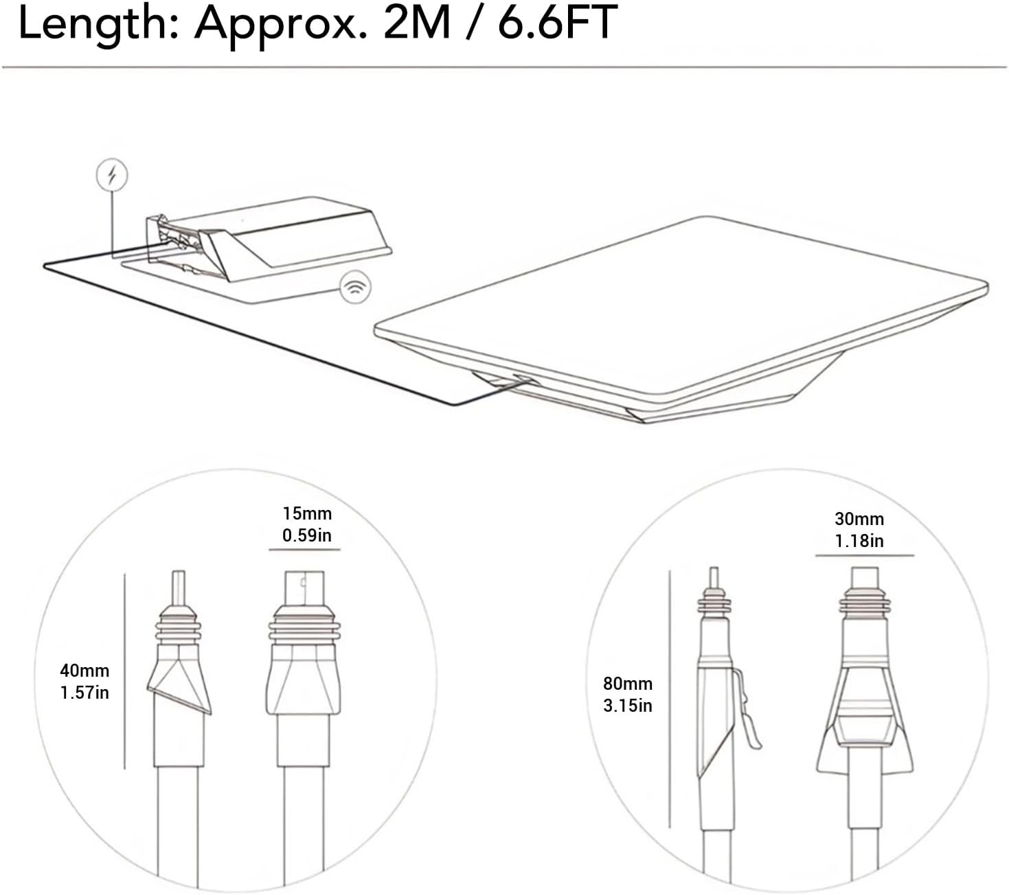 Cable 6.6FT/2M for Rectangular Satellite, Replacement Cable, Ethernet Cable for Flat High Performance Device