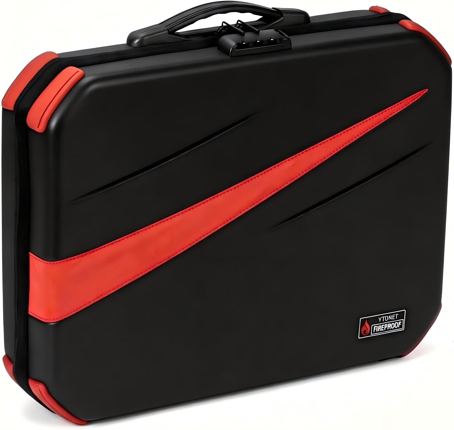 Ytonet Fireproof Document Box with Lock, Hard Case Fire Proof File Box for Documents with 13 Pocket Accordion File Folder, Coin Collection Book Holder for Collectors, Fireproof Coin Collection