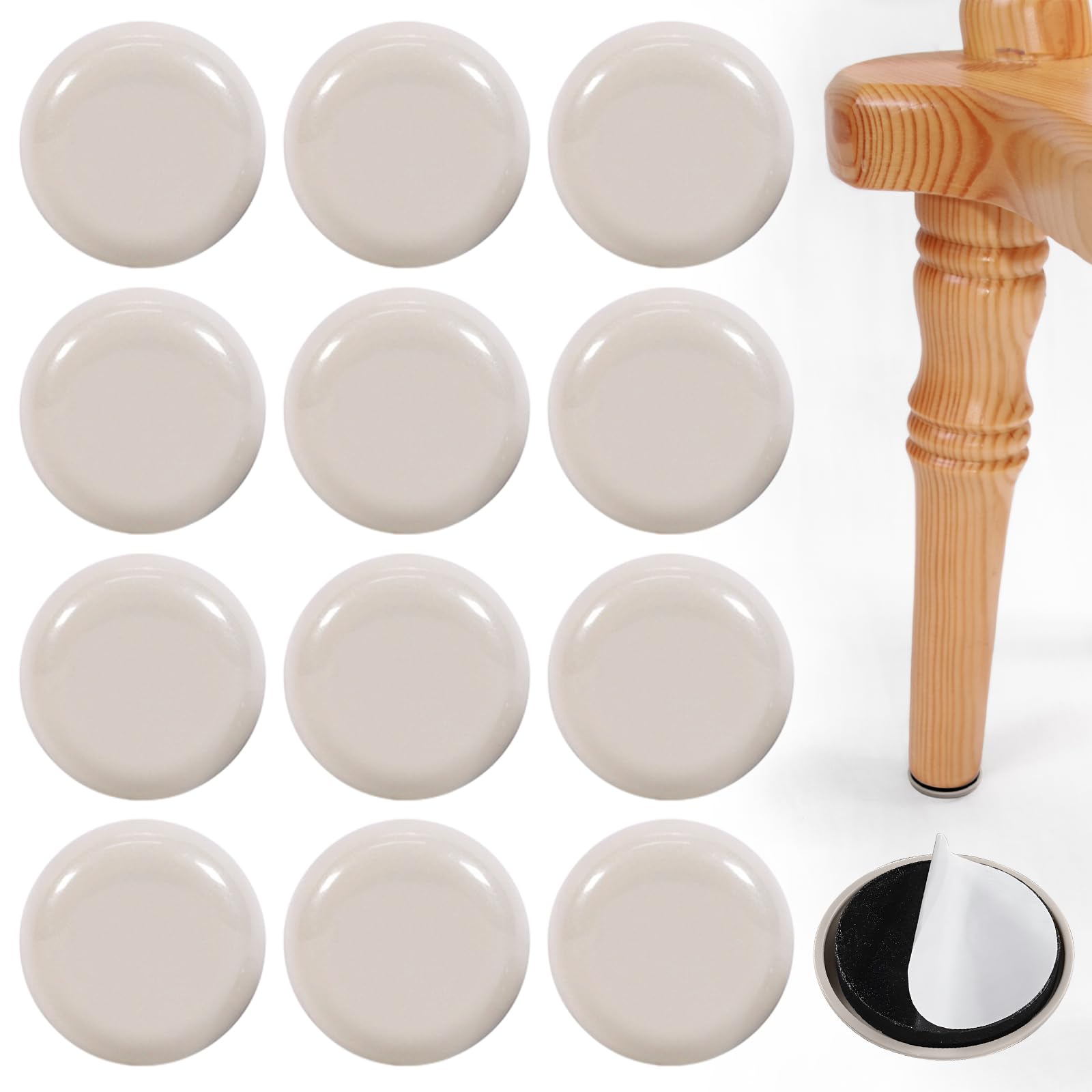 12 PCS Self-Stick Furniture Sliders Furniture Moving Pads for Furniture-Adhesive Carpet Sliders,Chair Sliders Furniture Sliders for Hardwood Floors (Round, 50 * 50MM)
