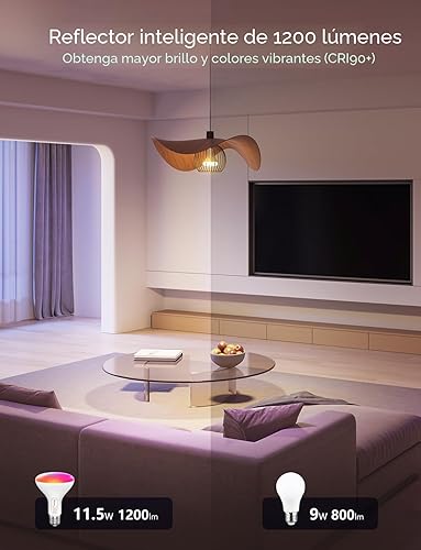 Miniatura 3 de Govee Bombillas inteligentes, bombillas BR30 regulables de 1200 lúmenes, bombilla RGBWW que cambia de color, bombillas de inundación funcionan