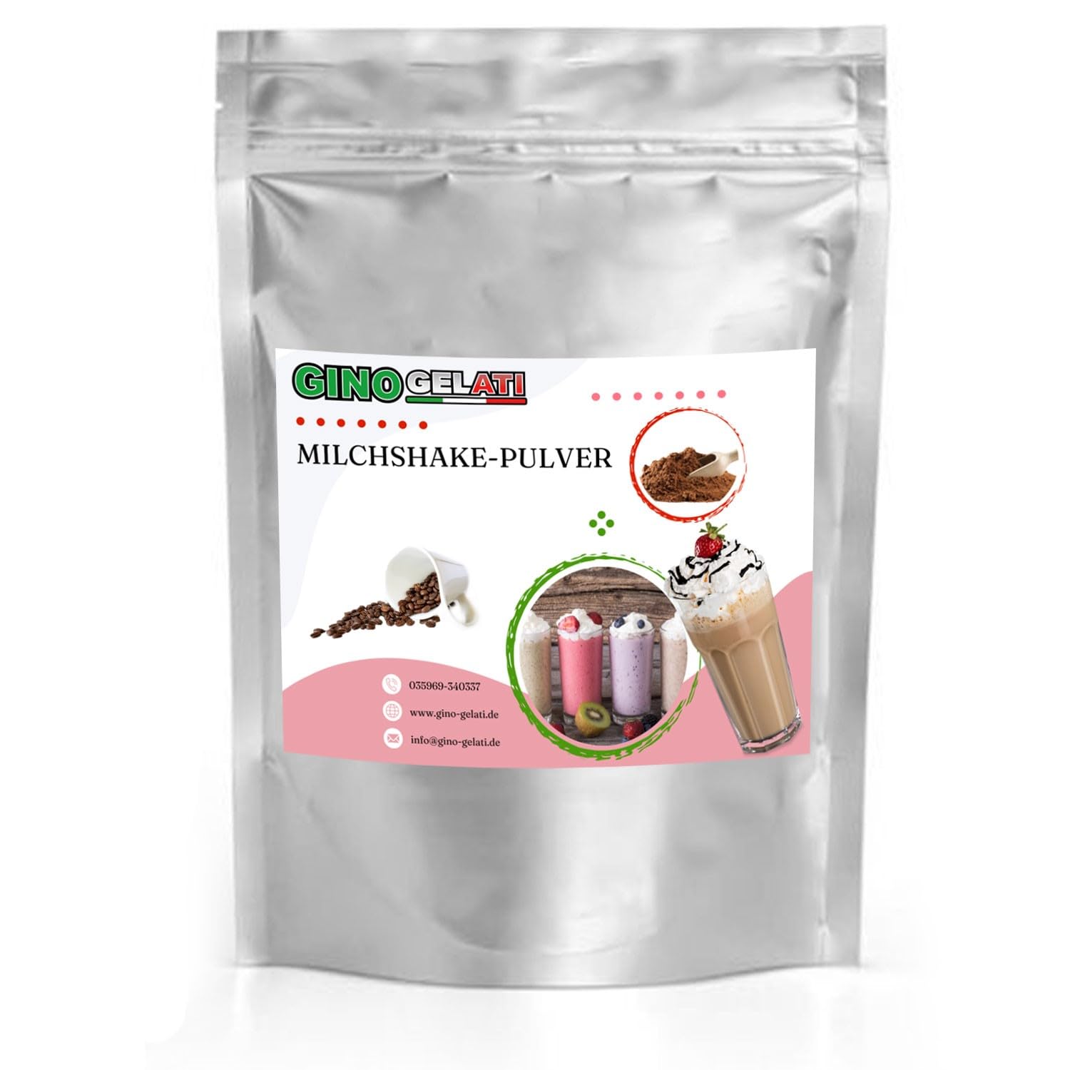 Gino Gelati Pulver Milchshake Pulver, Kaffeegeschmack, verschiedene Varianten, schnelle und einfache Zubereitung, für Gastronomie und private Küche geeignet (10 Kg, Espresso)