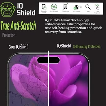 IQShield 2 Pack Screen Protector for iPhone 15 Pro 6.1 Inch - Easy Install, Anti-Scratch, Anti-Bubble Clear TPU Film