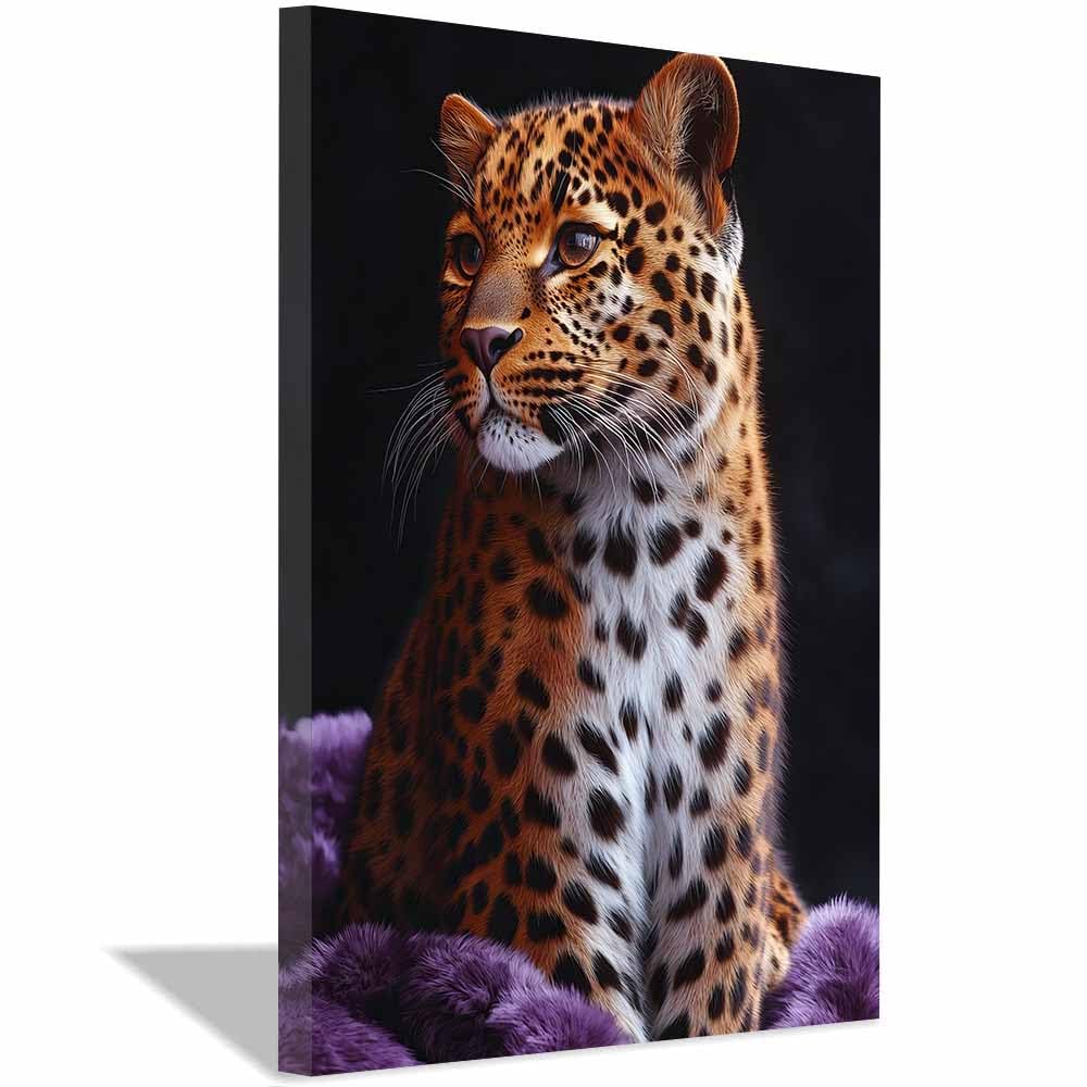 AMXBZC Obrazy Zwierzęta do pokoju dziecięcego Zabawna sofa Lampart Mural Nowoczesna sztuka ścienna Plakat do salonu Home Decor Łazienka Obrazy(Zielony 1-50x70cm oprawiony