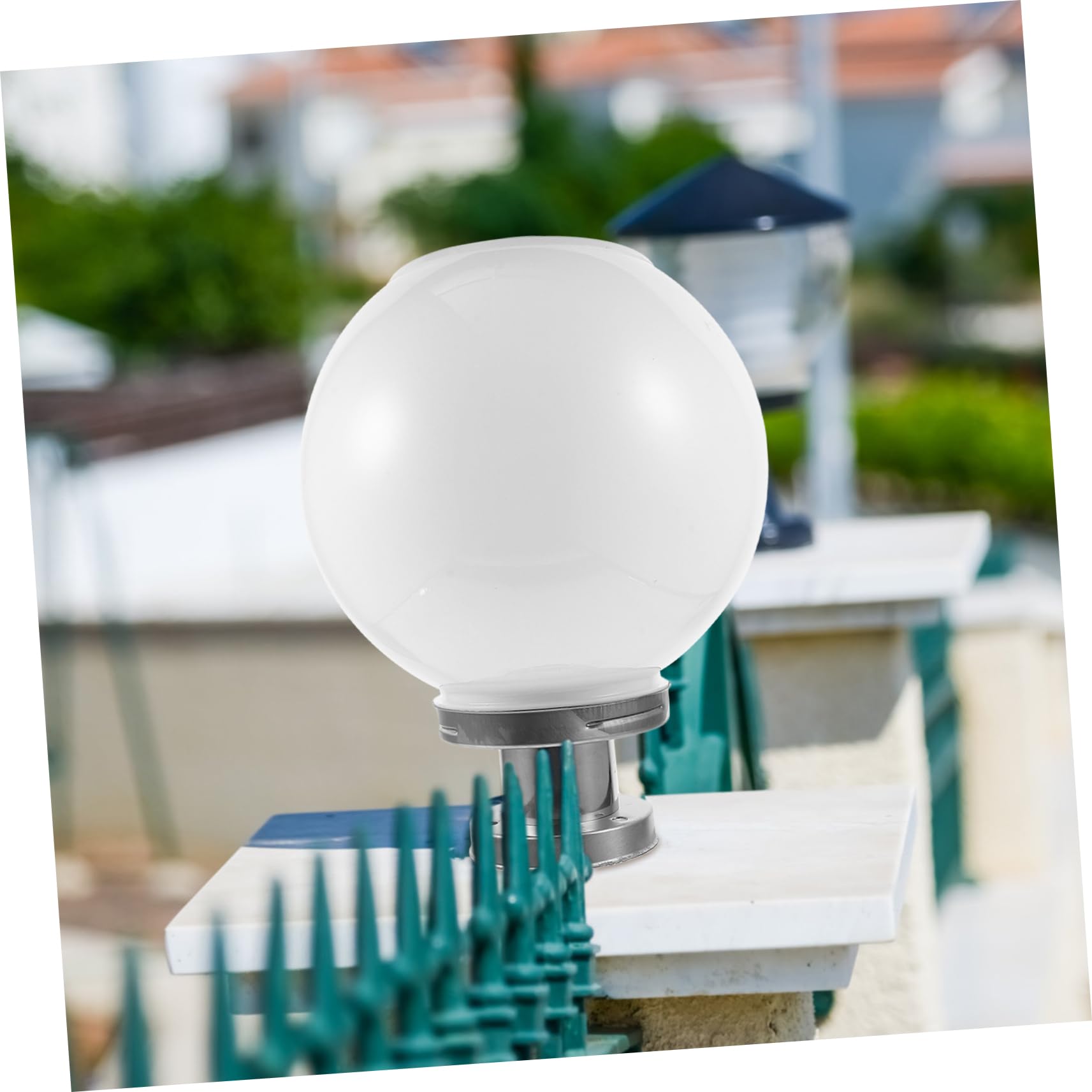 NUOBESTY Lampada Solare da Esterno a Sfera Bianca per Palo, Plastica