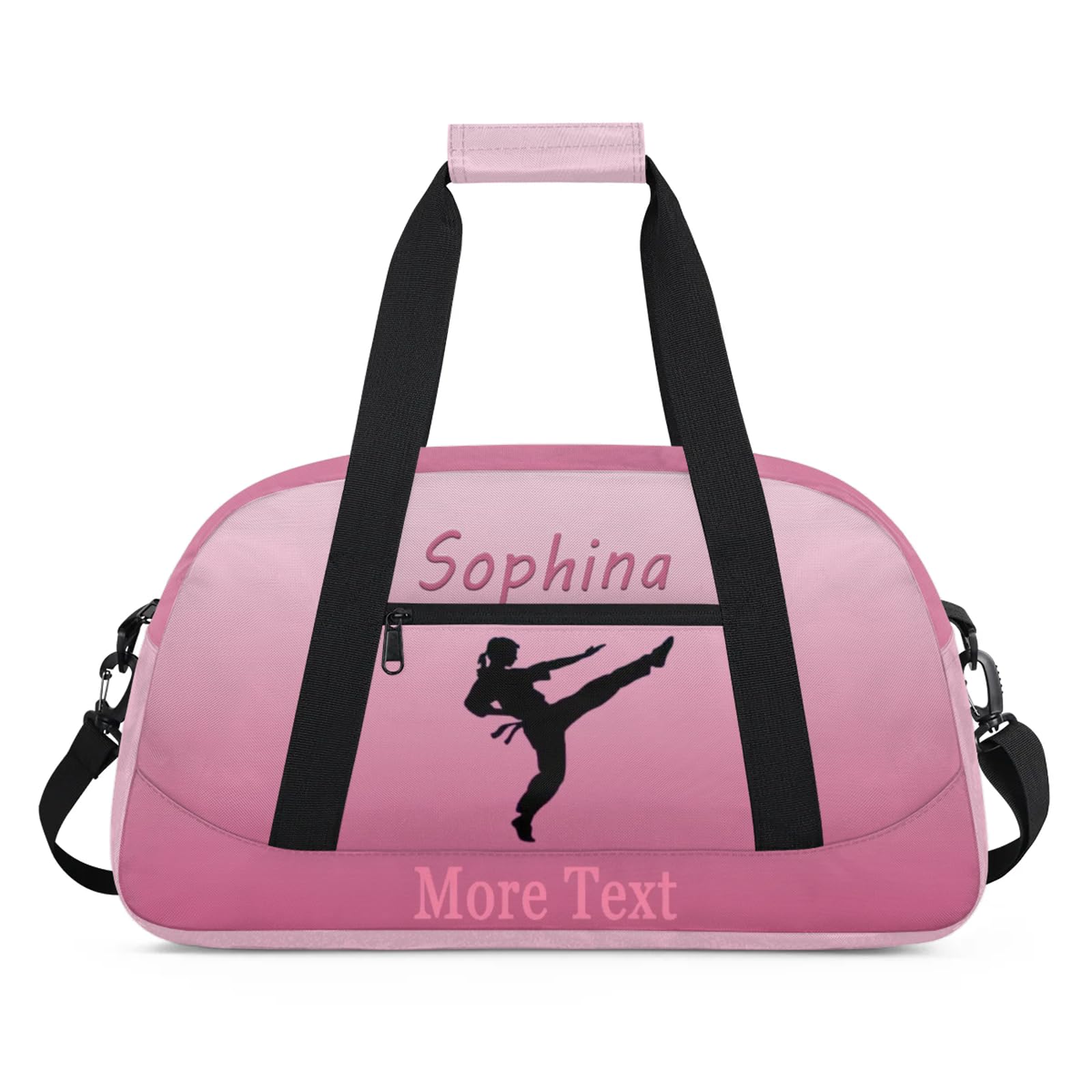 Personalized Kids Martial Arts Bag for Girls Boys Pink White Martial Arts Custom Name Travel Duffle Bags Customize Sport Gym Bag Overnight Sleepover