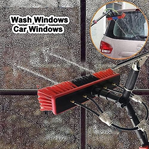 Telescopic Glass Cleaning Brush，Water Fed Pole Kit, Window Cleaning Brush with Squeegee, Outdoor Window Glass Solar Panel Cleaning Telespole Water Fed Brush Spray Washer