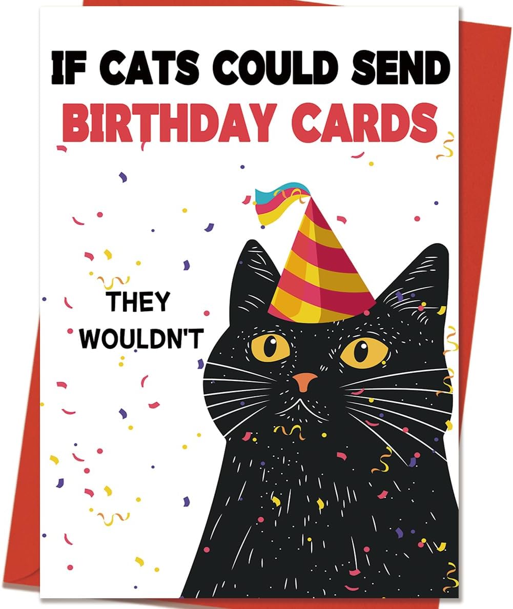 Funny Cat Birthday Card | Cat Mom or Dad Bday Cards for Husband, Wife, Friend, and Every Cats Lover