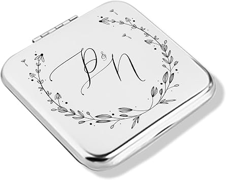 Personalized Compact Mirror, Custom Engraved Travel Handheld Small Makeup Mirror, Customized Portable Pocket Mirror for Girls Women Bridesmaid Mom Square