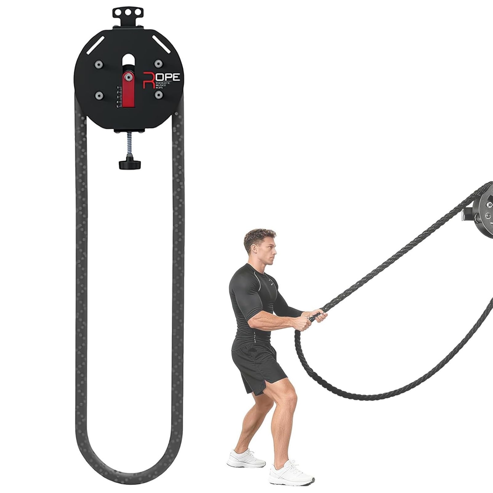 Ofyphth Endless Rope Trainer, Portable Cable Pulley System, Home Gym Equipment, Pulley Cable Machine System with Adjustable Resistance, Adjustable Resistance, 5-30kg. Red