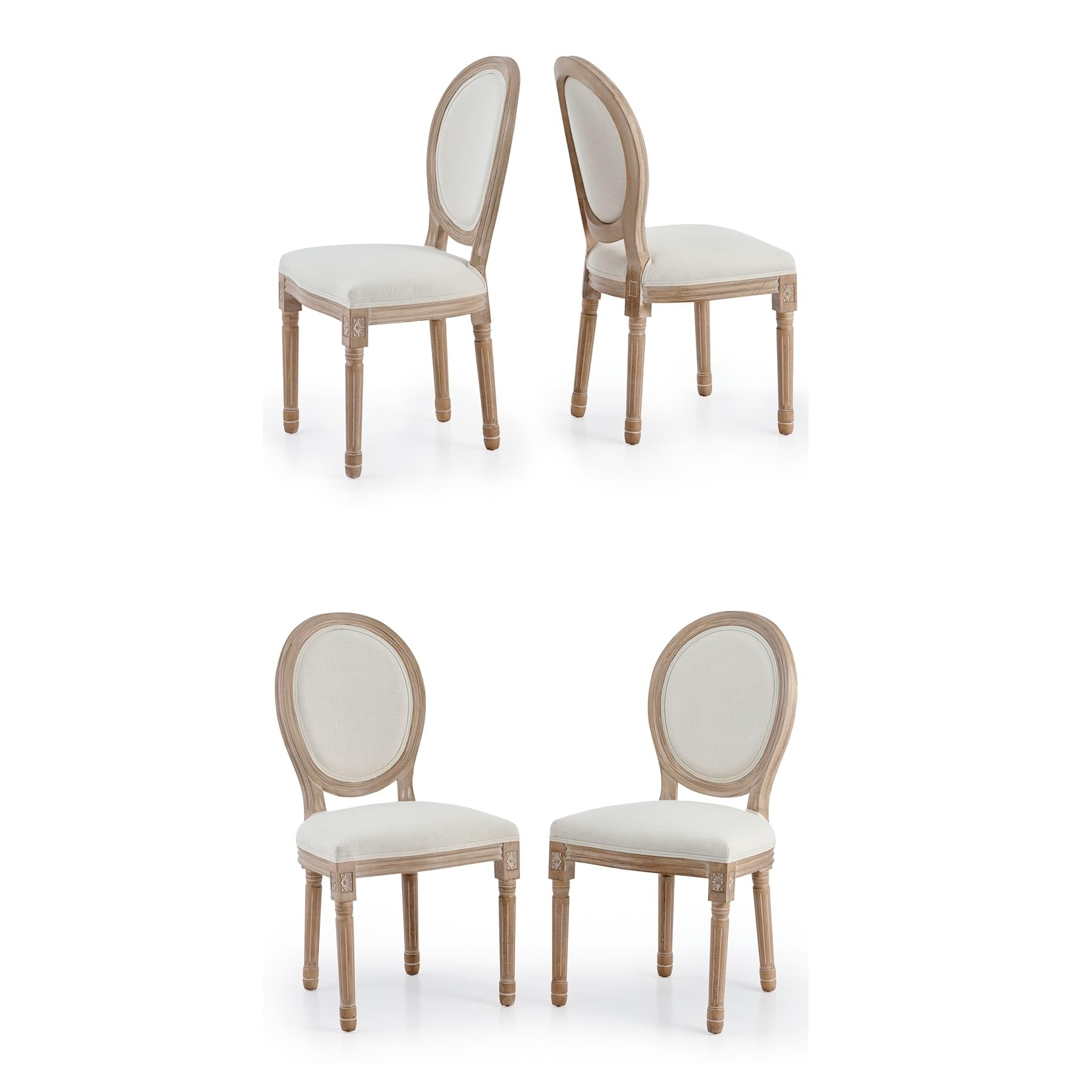 Set 4 Sedie Da Pranzo Moderne - Imbottite In Peluche Con Schienale In Rattan Bianco