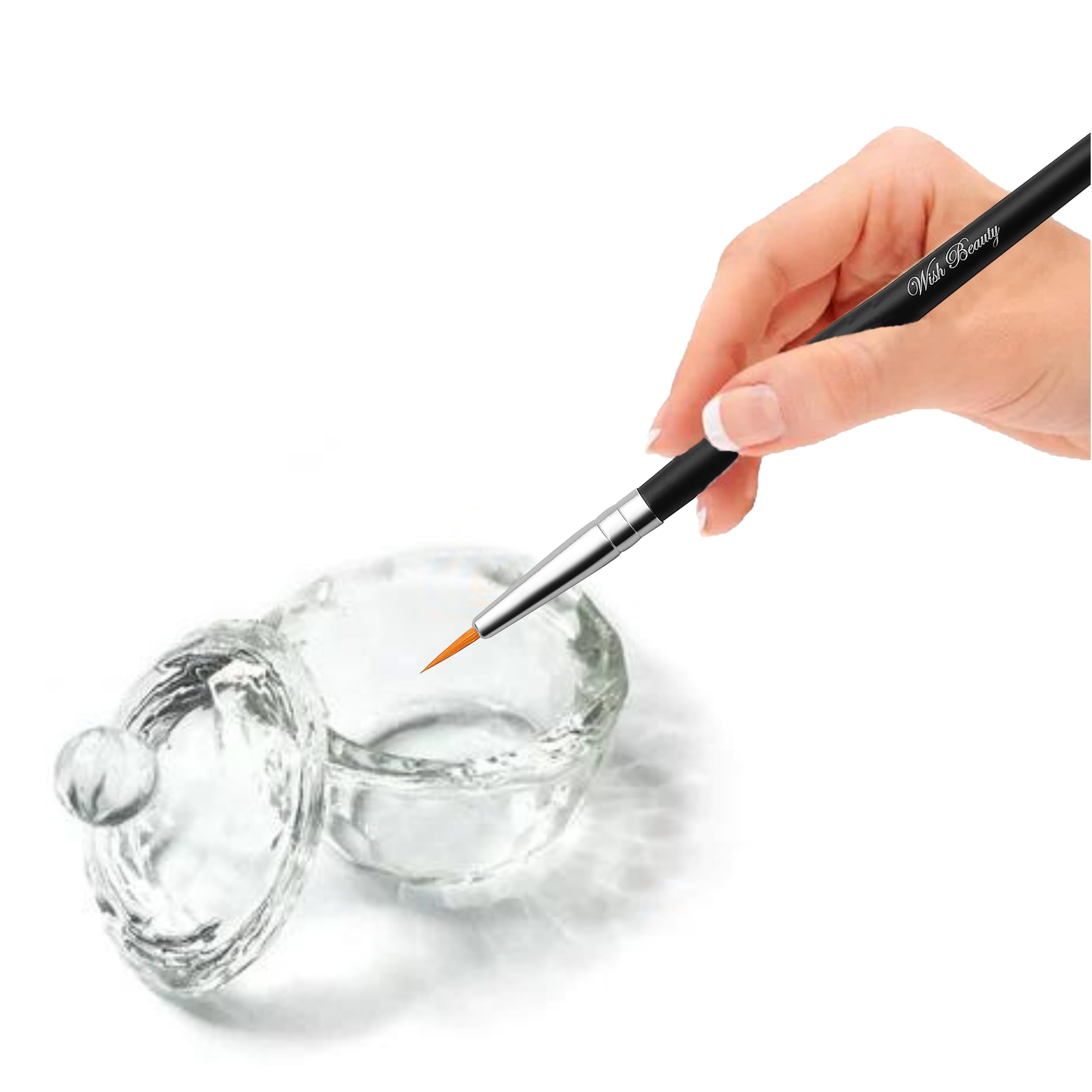 Glamified, glam Crystal Clear Acrylic Liquid Powder Glass Dappen Dish Glass Tint Lash Brush + Round Dappen Mixing Dish - Image 2