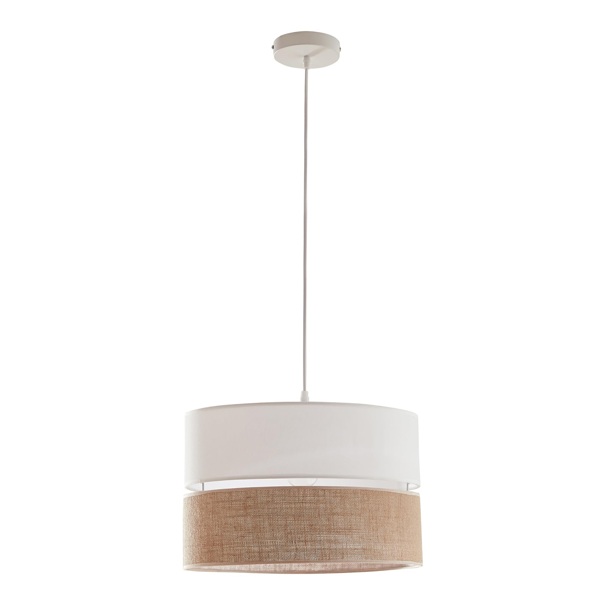lux.pro Lámpara Colgante Barton Lámpara de Techo con Pantalla Doble Superpuesta E27 máx. 60 W Salón Oficina Despacho Metal 25xØ40 cm - Blanco/Efecto lino