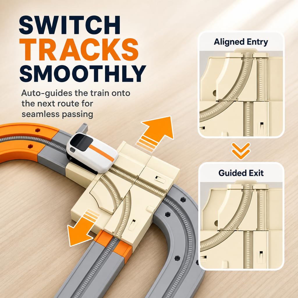 Electric Train Set, Set di treni elettrici con pista flessibile, layout 3D incorporati che sfidano la gravità e auto motorizzata, regalo di apprendimento per bambini 4 6 7 8 (75Pcs)