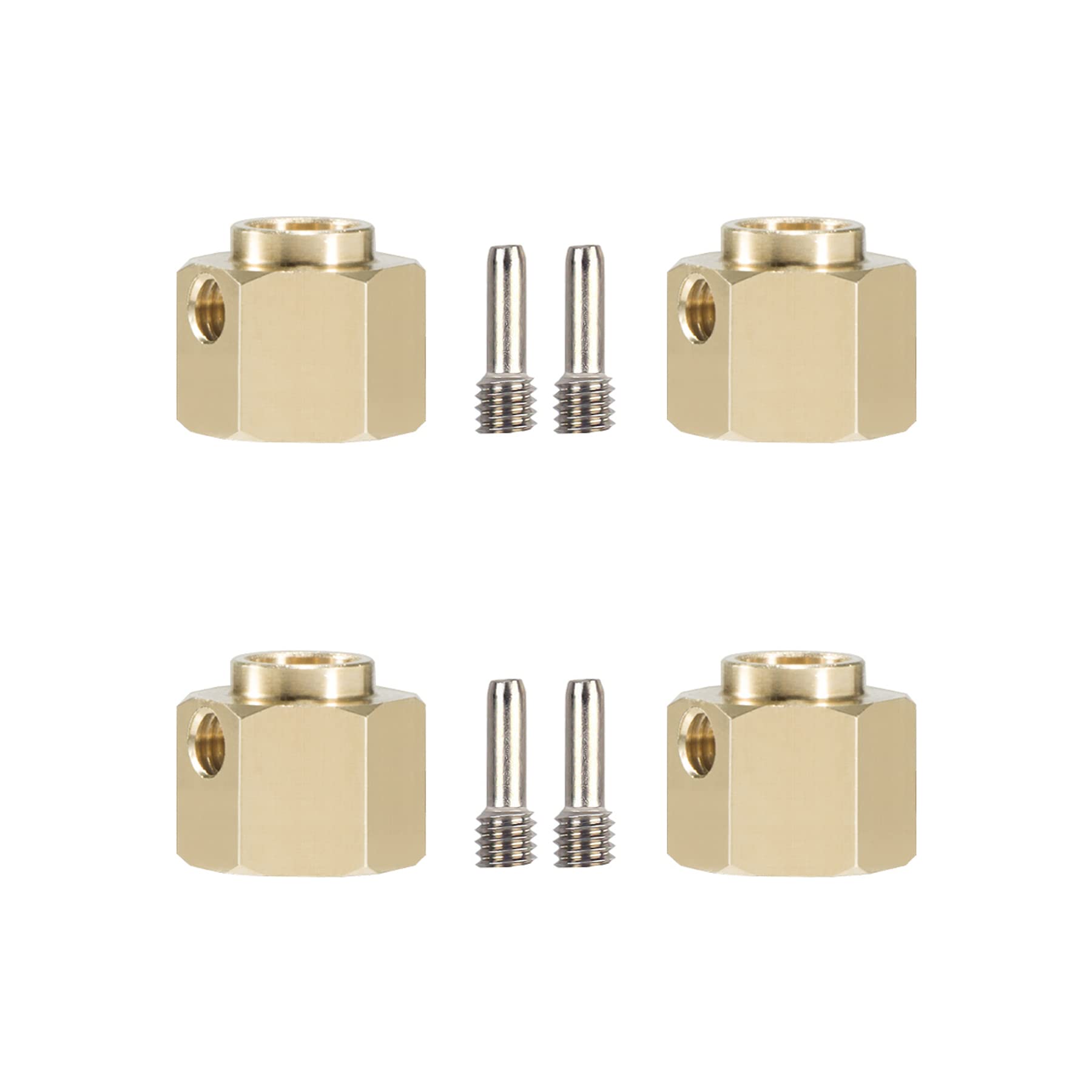 PowmokTRX4 Brass Wheel Hex Hub Adapter 4pcs 6mm 8mm 10mm RC Heavier Brass Wheel Hub Extended Adapter for 1/10 RC Crawler Car TRX6 TRX4 Upgrades Accessories (8mm TRX4 Brass Wheel Hex Hub Adapter)