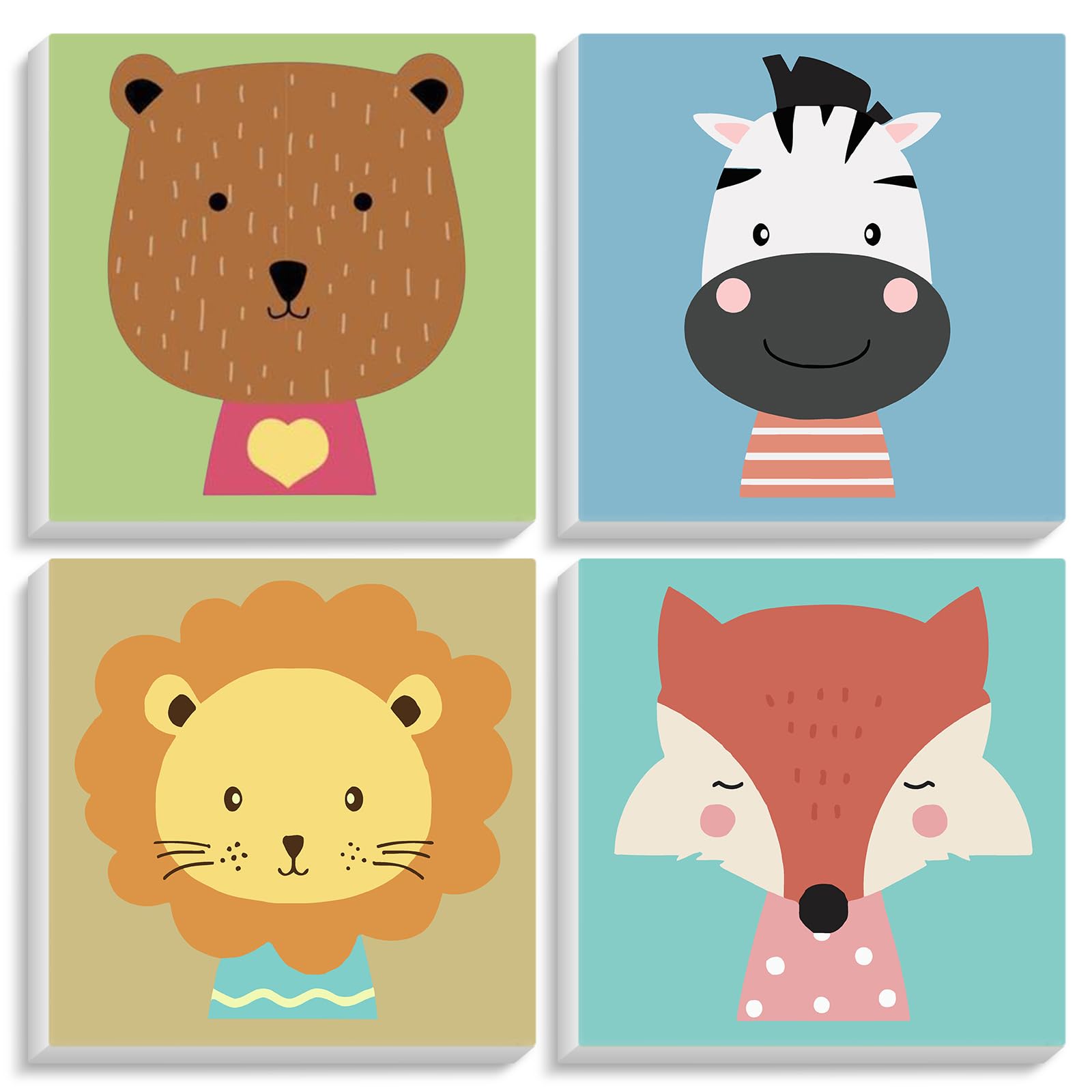 4 Pack Paint by Numbers Kit for Kids with Wooden Frame, Animals Easy Framed Paint by Numbers for Kids Age 4-8-12, DIY Simple Acrylic Oil Kids Painting by Numebrs Kit for Home Wall Decor (8x8 Inch)