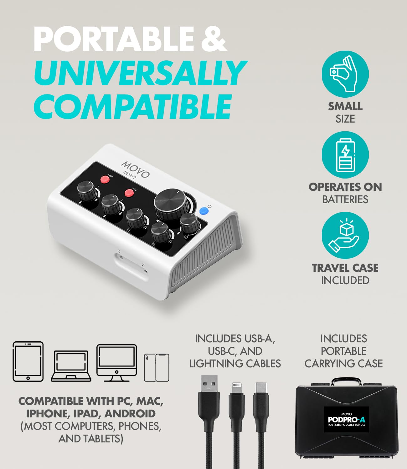 Amazon | Movo ポータブルポッドキャスト機器バンドル iPhone/Android