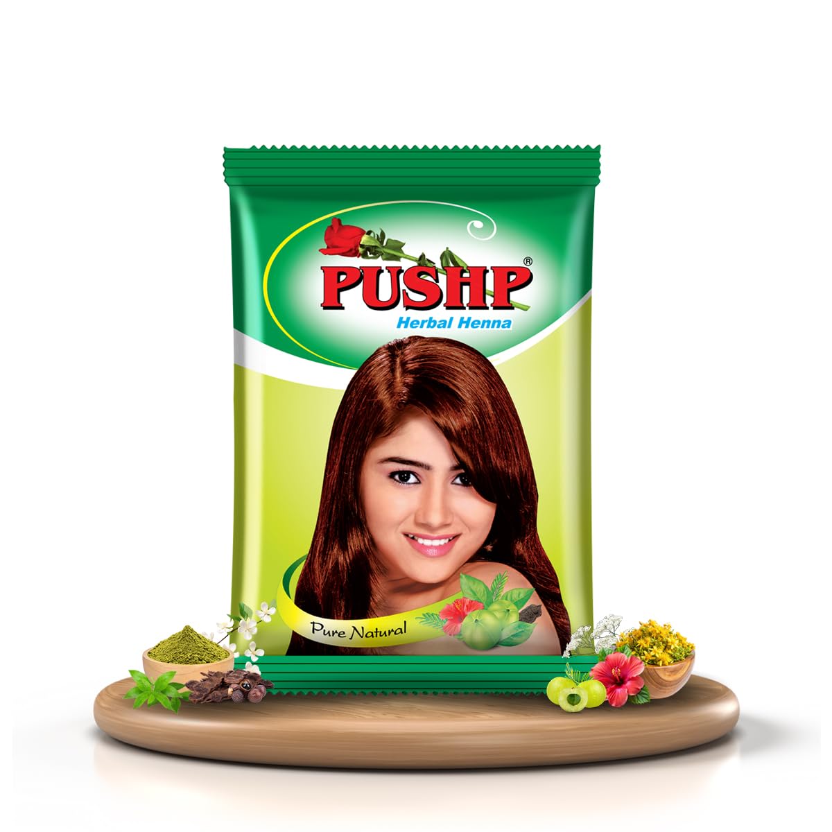 Pushp Herbal Mehandi 140g Each (Pack of 3) Herbal with Brahmi,Shikakai,Amla,Methi,Bhringraj and Hibiscus | for damaged hair | Best Henna Powder | Organic Henna Powder | Control hair fall | For Men and Women