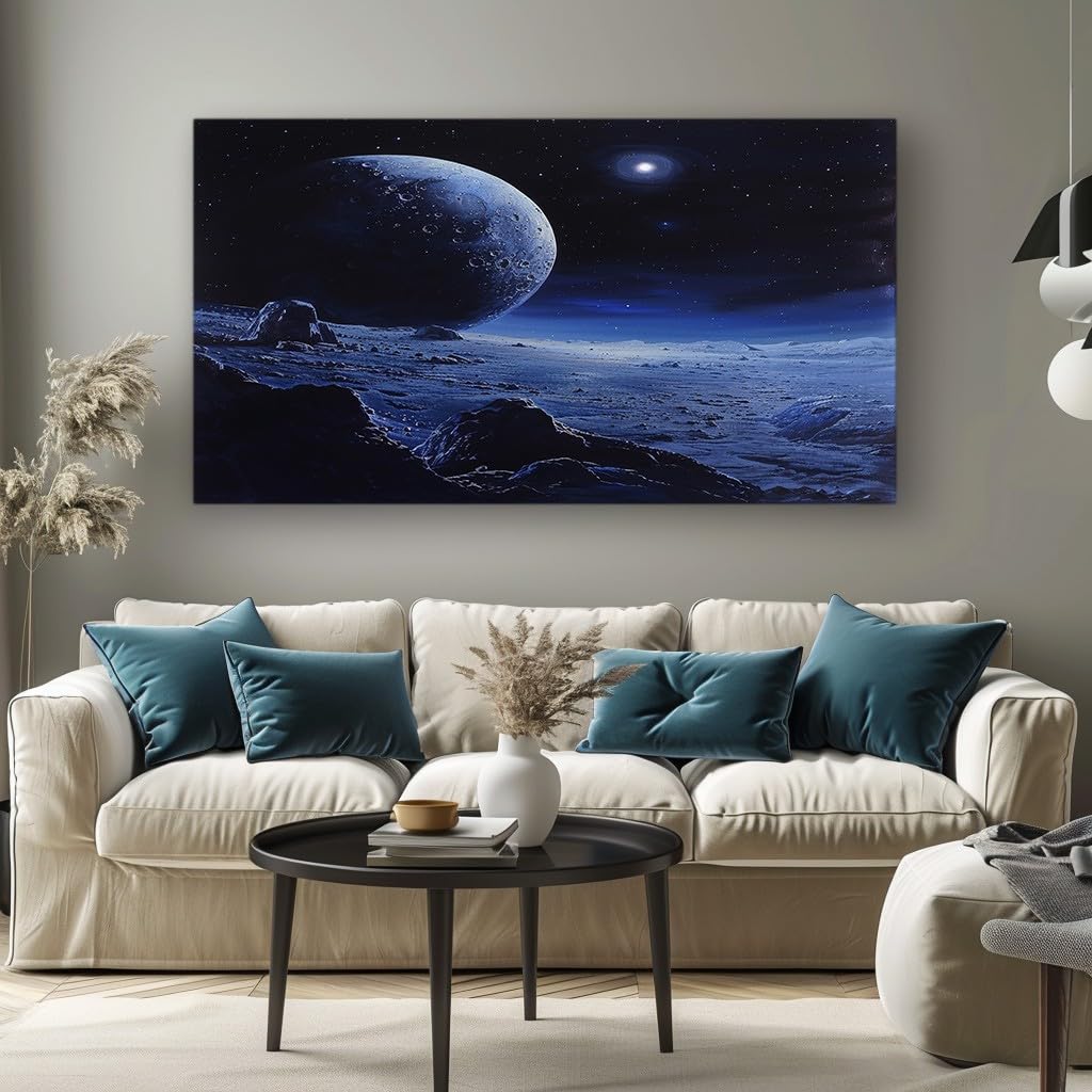 MKBKLI Abstract Canvas Wall Art for Living Room Lunar surface Paintings for Bedroom, Office, Kitchen - Home Decor Pictures 70x140cm