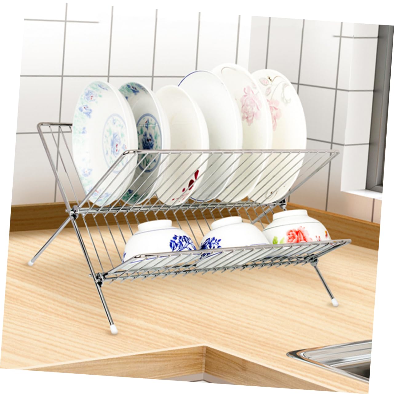 Cabilock Estante para Platos de Acero Inoxidable Plata, Soporte Simple | Organiza Cuencos y Vajilla, Mantiene la Forma, Acabado Decorativo Moderno