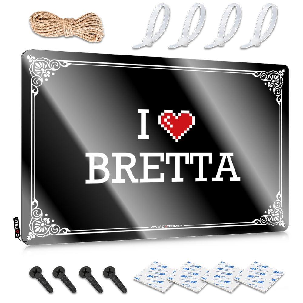 Tiki Cute Retro Wall Art - I Love Bretta Rustic Wall Art Soft Bath Easy Hang For Stair(30X40CM)