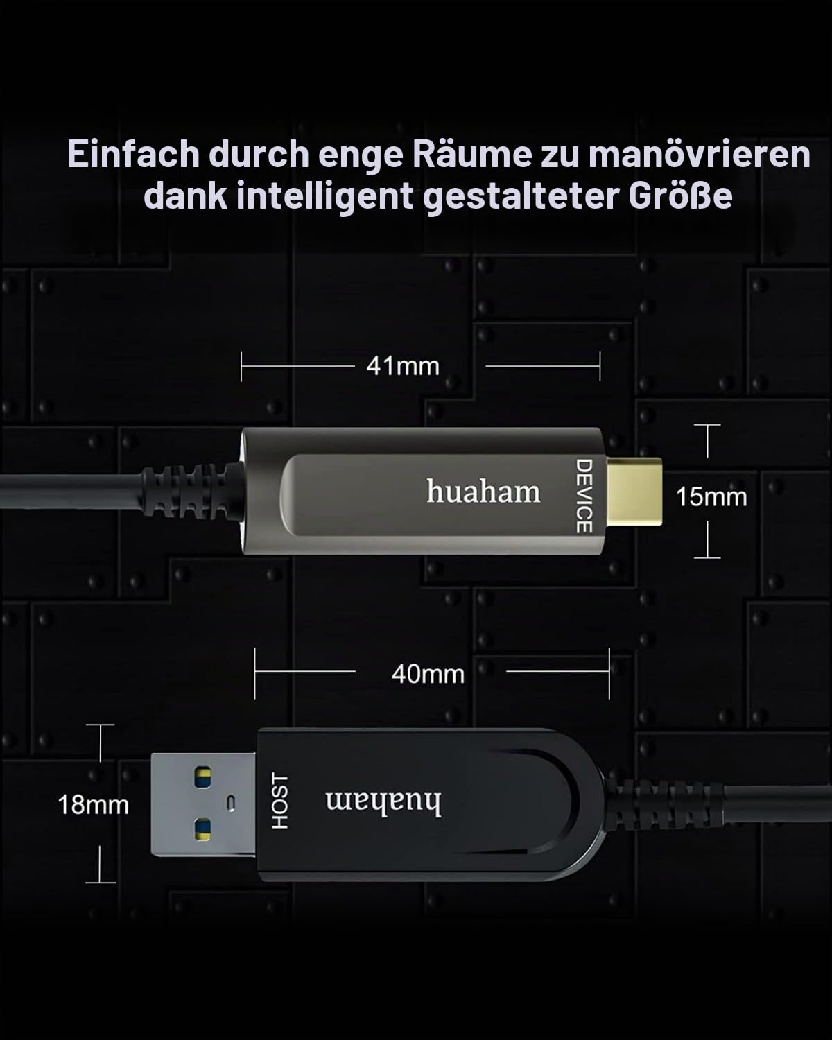 Glasfaser USB A auf USB C Kabel 20M, USB 3.2 10Gbps Datenübertragung über große Entfernungen USB C Verlängerungskabel für VR, Kamera, Mini-PC, Laptop, Webcam, Drucker und Mehr