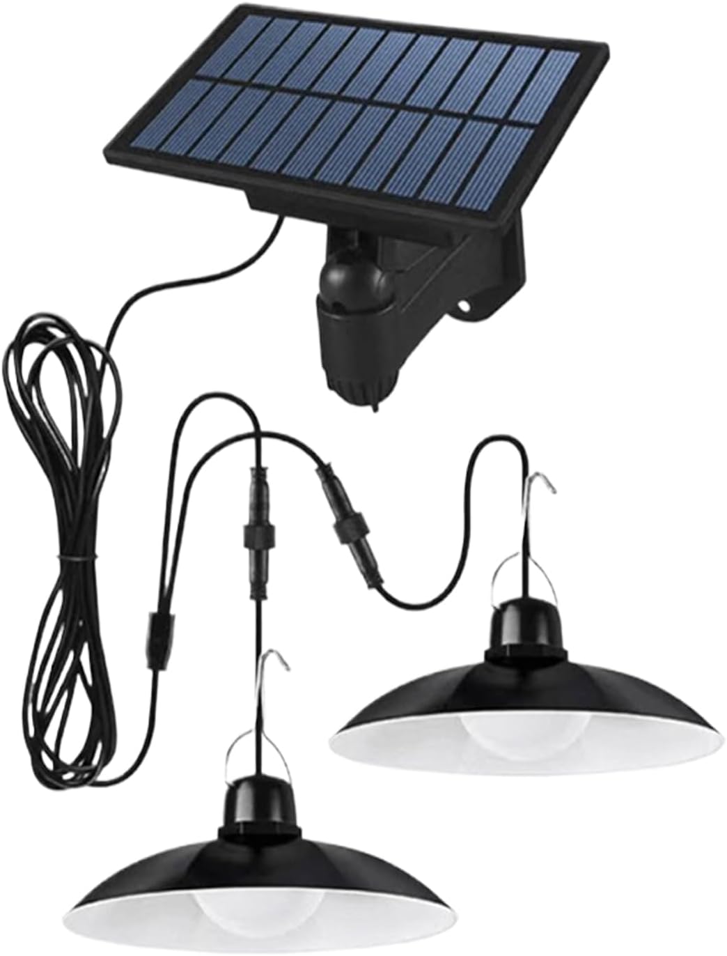 Solar Pendant Light Outdoor - Gazebo Lights, Waterproof Solar Indoor Lights, Work Light with 2 Heads | Hanging Chandelier for Indoor Barn Chicken Coop Garage Courtyard Balcony Gazebo