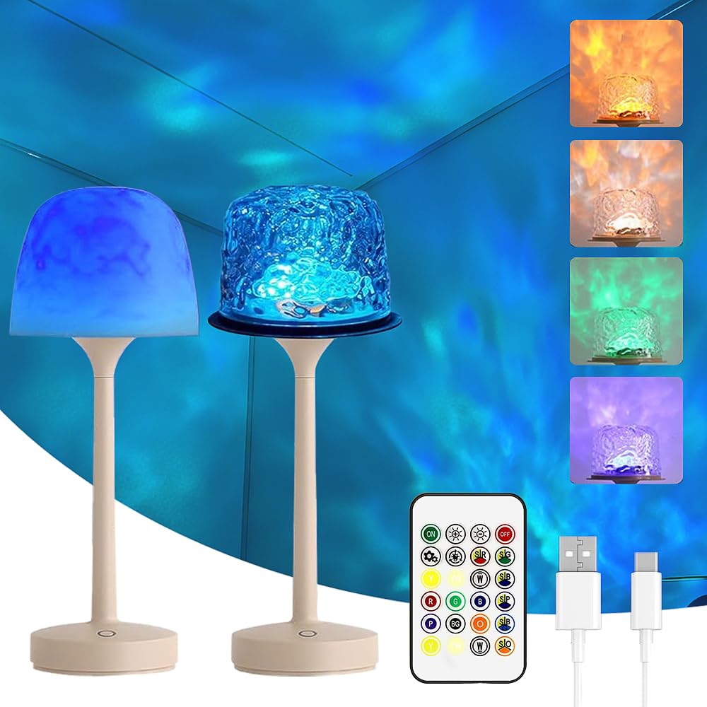 KBIBCK Shower Lamp, Waterproof ShowerLamp with 16 Colour RGB Ocean,Touch & Remote Control & Adjustable Brightness, Rechargeable ShowerLight,Cordless Lamp for Bathtub/Bathroom