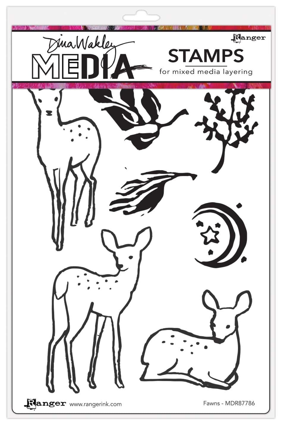 Dina Wakley Media Cling Rubber Stamps - Fawns MDR87786