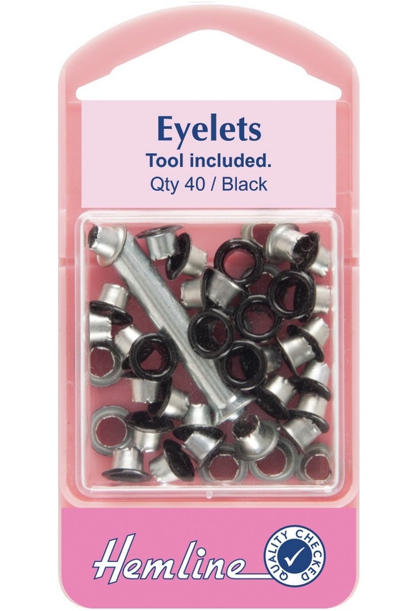 Hemline Black Eyelets Small 5Mm [Black]