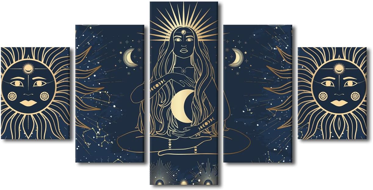 Amazon.com: TUMOVO Constellation Celestial Space Wall Art Golden ...