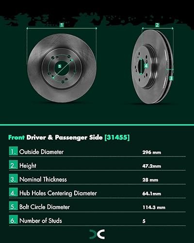 Miniatura 829 de Kits de frenos y rotores, rotores de freno SCITOO y 8 pastillas de cerámica para 08-12 para Chrysler Town & Country, 08-12 para Dodge Grand Caravan