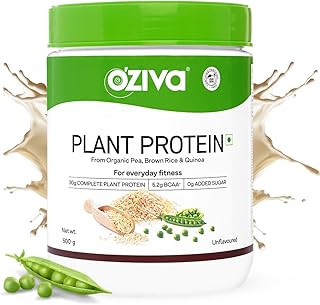 OZiva Plant Protein for Everyday Fitness | 30g Protein - Pea Isolate | Complete Plant Protein Powder | No Added Sugar, Cer...
