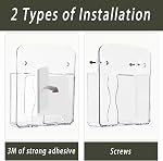4PC Support mural pour téléphone cellulaire Support de recharge, support de téléphone acrylique clair autocollant avec trou de charge, WCHOSOZH Compatible avec IPhone Android Smartphone Remote Control Porte- chevet pour Home Office