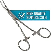 Vista 5 de MABIS Precision Kelly Forceps Locking Tweezers Clamp, Silver, Curved, 5-1/2 Inch, 1 Count (Pack of 1)