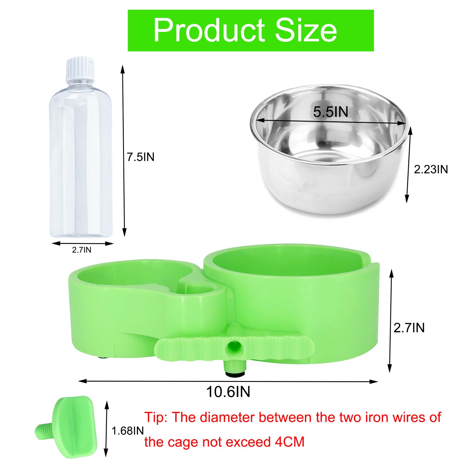 Dog Bowls with Water Dispenser for Puppy,Crate Water Bowl for Cat,Dog Cage Hanging & Standing Bowls Removable Cage Water Bowls for Small Dogs,Cat,Rabbit,Piggy - Image 2