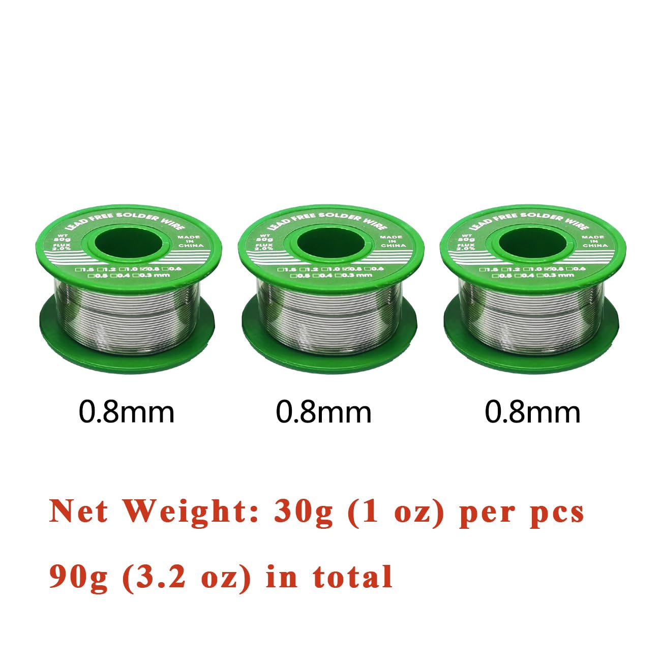 E ENERSYSTEC Solder Wire No Lead Rosin Core Flux 0.8mm Electric Solder Fine Sn99 Ag0.3 Cu0.7 Flow 0.032in 0.11lb For Electronics Soldering Unlead 50g - View #6
