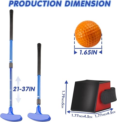 Miniatura 3 de Mini palos de golf, paquete de 2 mini putter de golf y pelotas de espuma para hombres y mujeres con 2 ayudas de entrenamiento de golf y 6 pelotas de