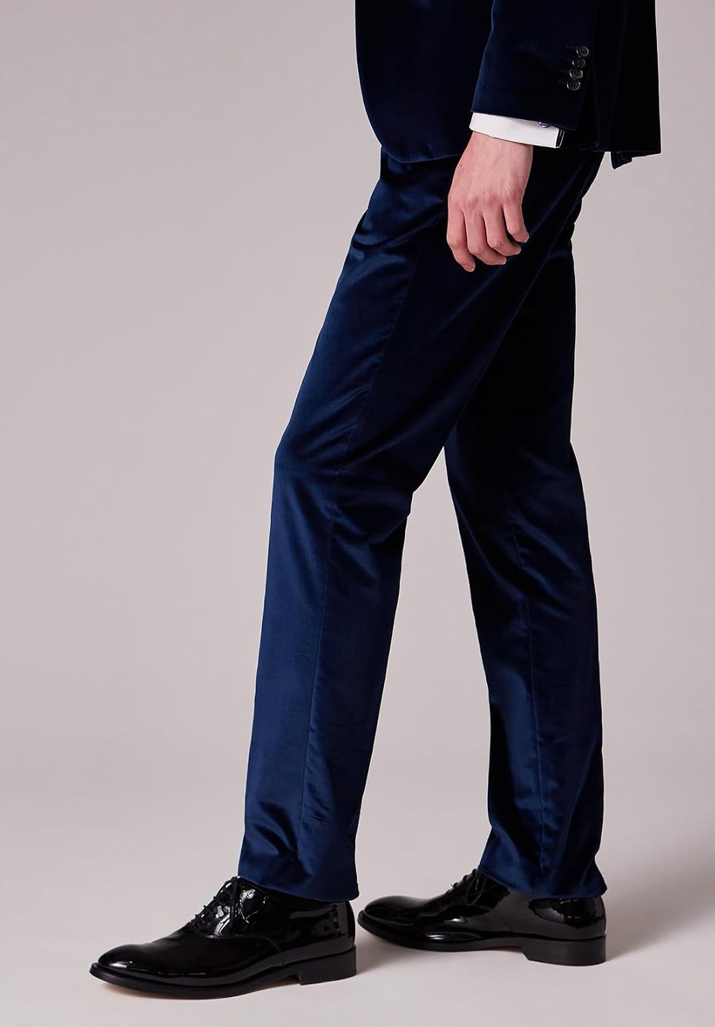 Men's Velvet Pants Classic-Fit Flat Front Dress Pants Wrinkle-Resistant Formal Trousers for Wedding Party