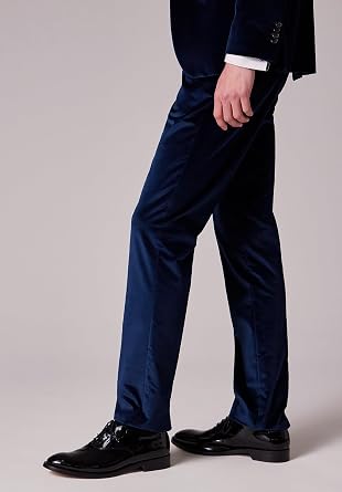 Men's Velvet Classic Fit Flat Front Formal Dress Pants | Formal Trousers for Wedding Party