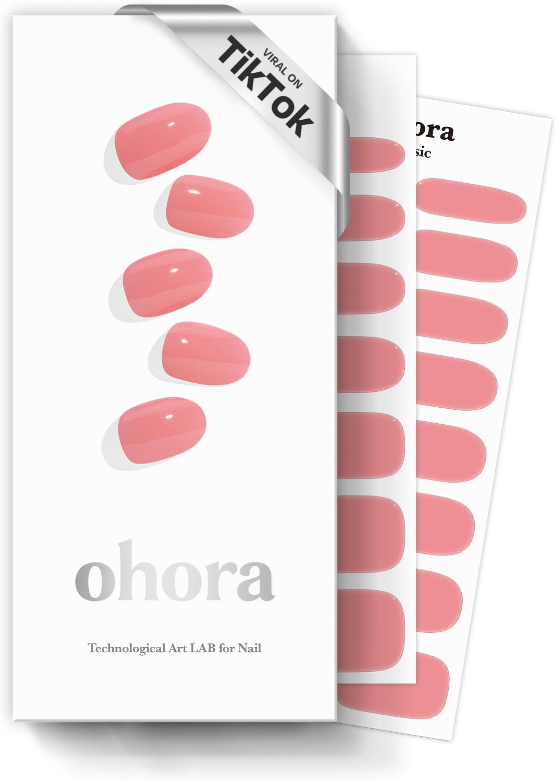 ohora Semi Cured Gel Nail Strips (N Cream Glow) - Pink, Solid, Works with Any UV/LED Lamps, Salon-Quality, Long Lasting, Easy to Apply & Remove - Includes 2 Prep Pads, Nail File & Wooden Stick