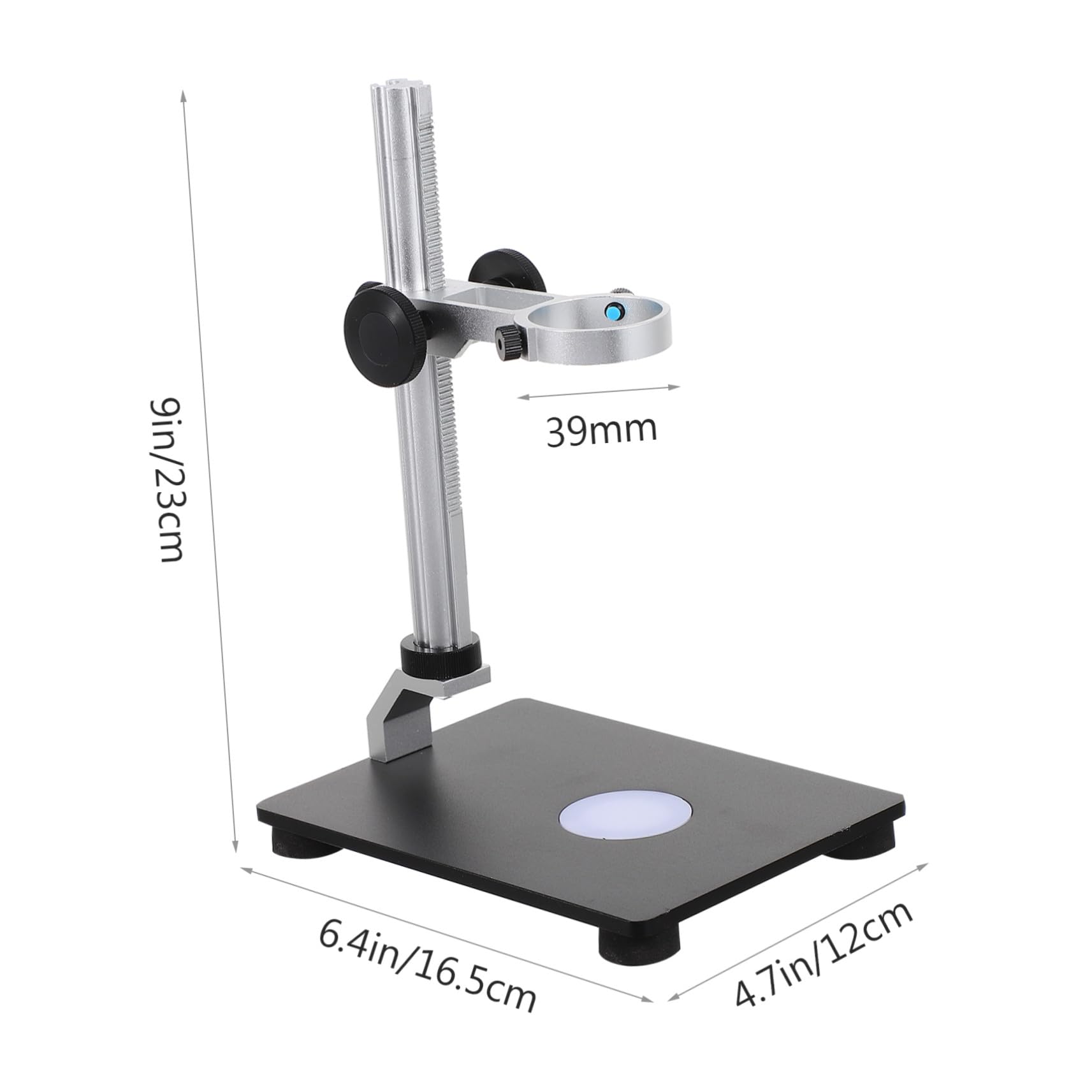 Lurrose Supporto Regolabile con Base Stabile in Acciaio per Microscopio da Tavolo e Sorgente Luminosa Integrata, per Microscopi e Fotocamere Industriali